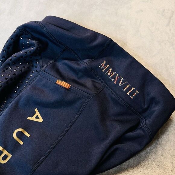 RARE Aubrion Sz 8 Team Riding Tights Navy Blue Leggings Equestrian Style - Picture 12 of 16